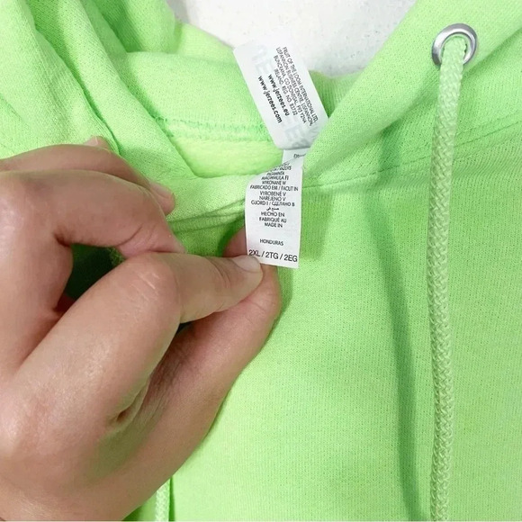 Doing My Best Unisex Fleece Fluorescent Green Printed Hoodie Size 2XL - Picture 6 of 9